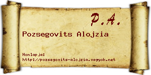 Pozsegovits Alojzia névjegykártya